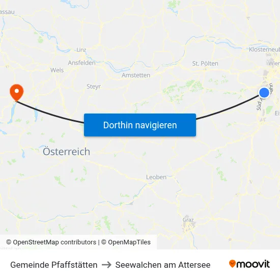 Gemeinde Pfaffstätten to Seewalchen am Attersee map