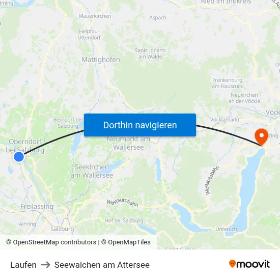 Laufen to Seewalchen am Attersee map