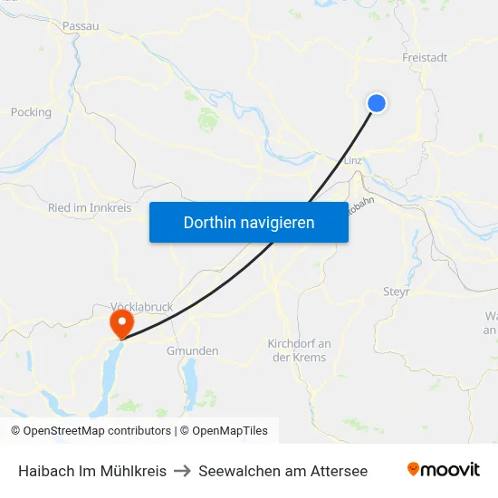 Haibach Im Mühlkreis to Seewalchen am Attersee map