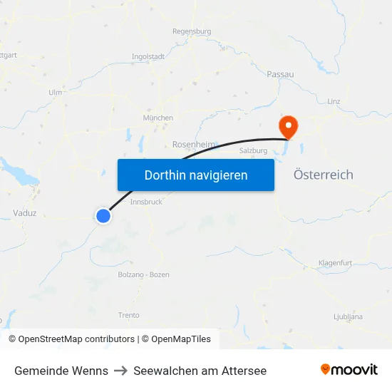 Gemeinde Wenns to Seewalchen am Attersee map