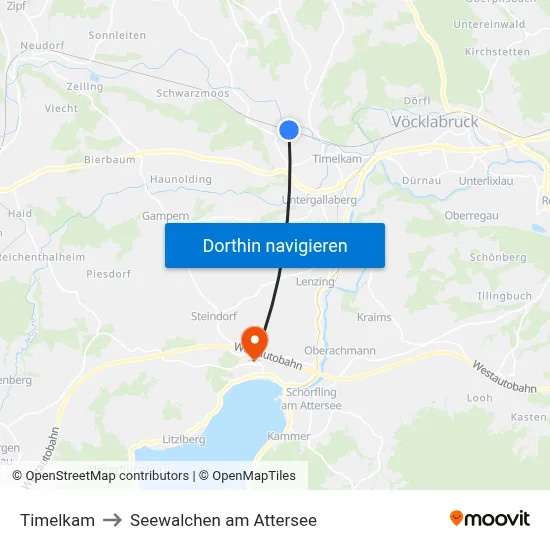 Timelkam to Seewalchen am Attersee map