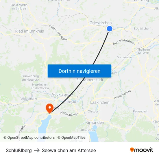 Schlüßlberg to Seewalchen am Attersee map