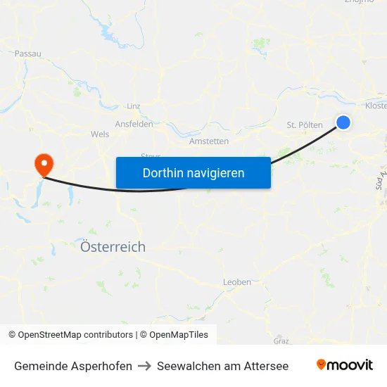 Gemeinde Asperhofen to Seewalchen am Attersee map