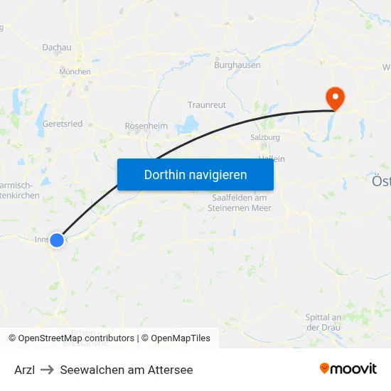 Arzl to Seewalchen am Attersee map