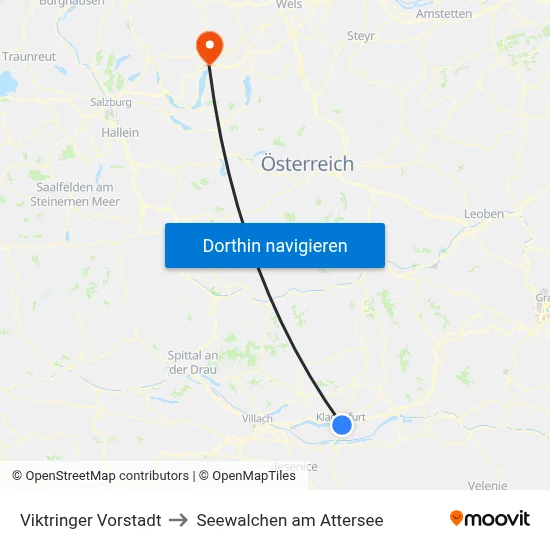 Viktringer Vorstadt to Seewalchen am Attersee map