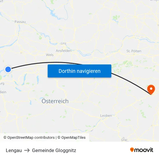 Lengau to Gemeinde Gloggnitz map