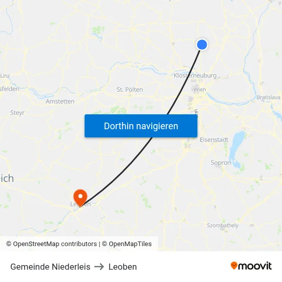 Gemeinde Niederleis to Leoben map