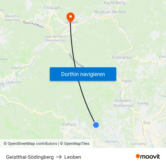 Geistthal-Södingberg to Leoben map