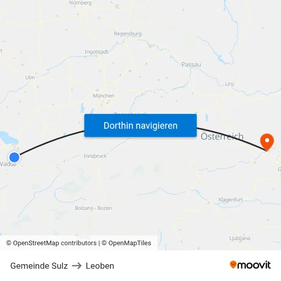 Gemeinde Sulz to Leoben map