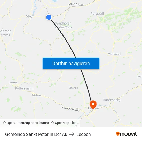 Gemeinde Sankt Peter In Der Au to Leoben map