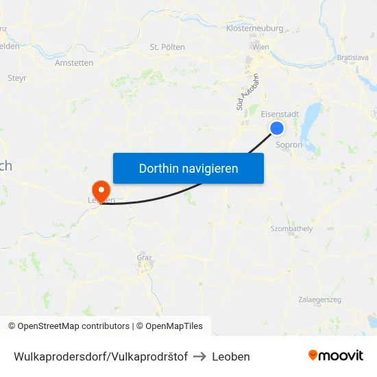 Wulkaprodersdorf/Vulkaprodrštof to Leoben map