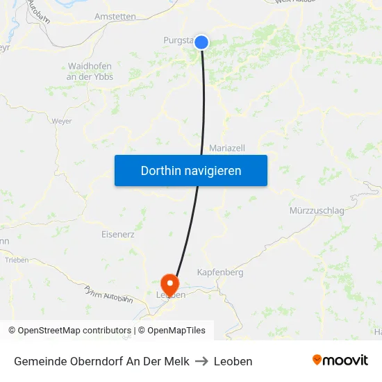 Gemeinde Oberndorf An Der Melk to Leoben map