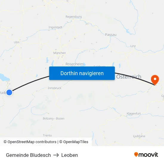 Gemeinde Bludesch to Leoben map