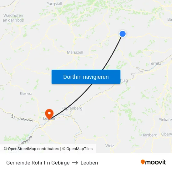 Gemeinde Rohr Im Gebirge to Leoben map