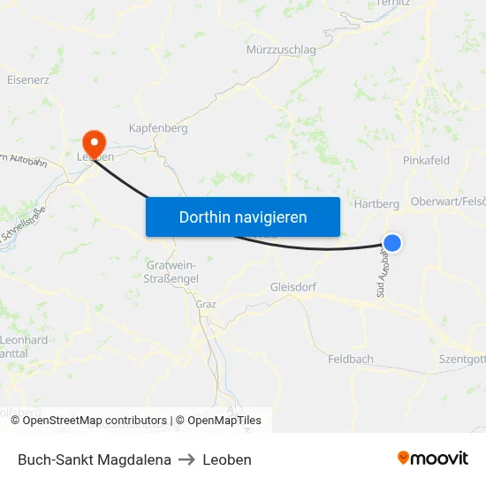 Buch-Sankt Magdalena to Leoben map
