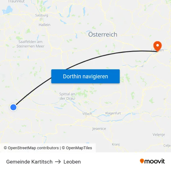 Gemeinde Kartitsch to Leoben map