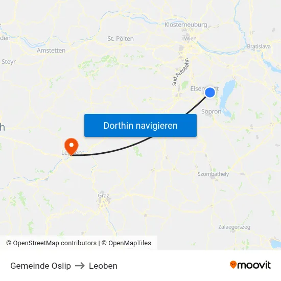 Gemeinde Oslip to Leoben map