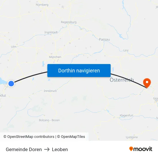 Gemeinde Doren to Leoben map