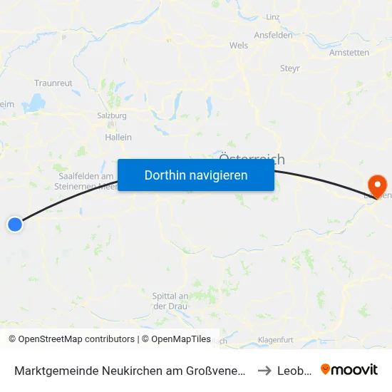 Marktgemeinde Neukirchen am Großvenediger to Leoben map