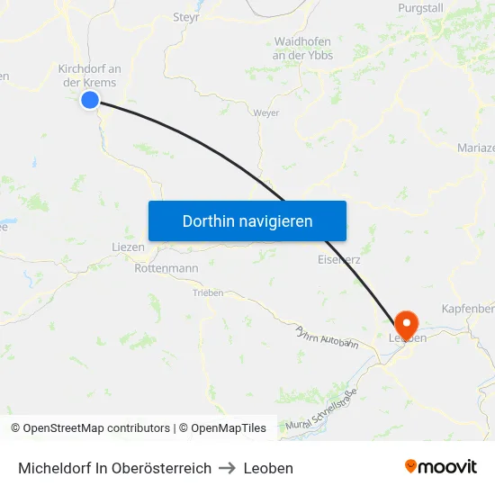 Micheldorf In Oberösterreich to Leoben map