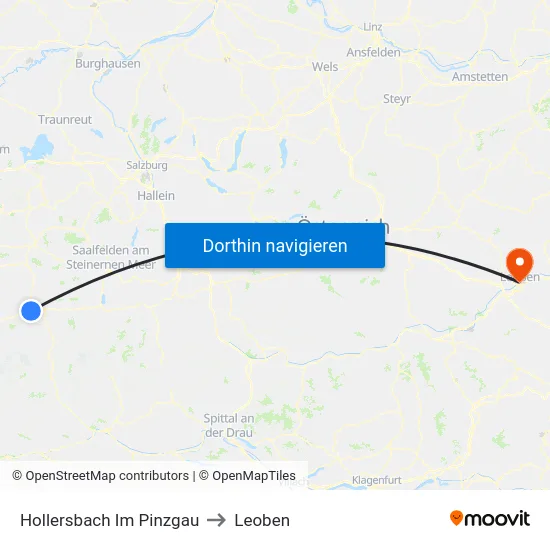 Hollersbach Im Pinzgau to Leoben map