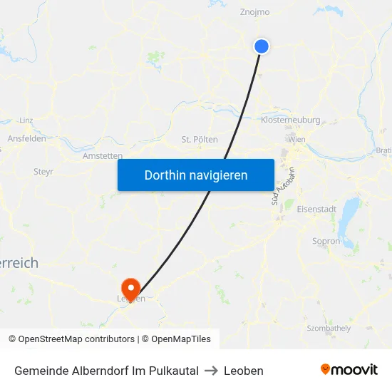 Gemeinde Alberndorf Im Pulkautal to Leoben map