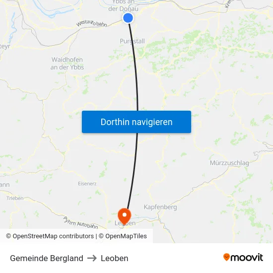 Gemeinde Bergland to Leoben map