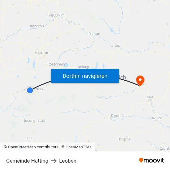 Gemeinde Hatting to Leoben map