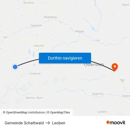 Gemeinde Schattwald to Leoben map