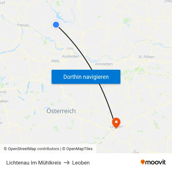 Lichtenau Im Mühlkreis to Leoben map