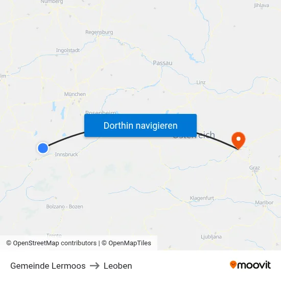 Gemeinde Lermoos to Leoben map
