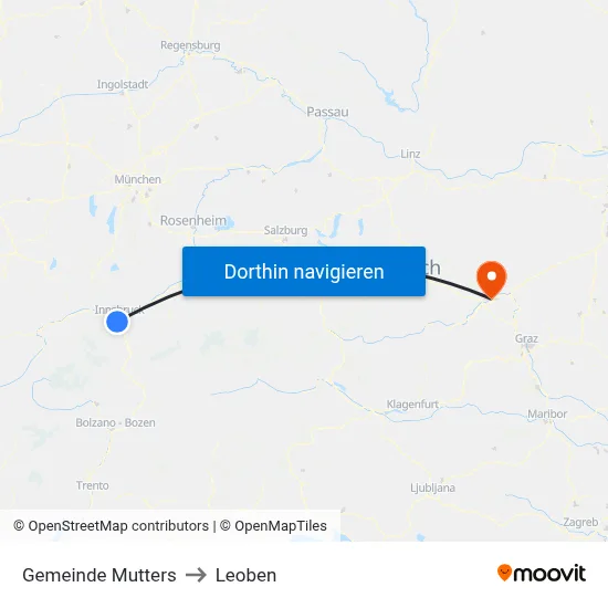 Gemeinde Mutters to Leoben map