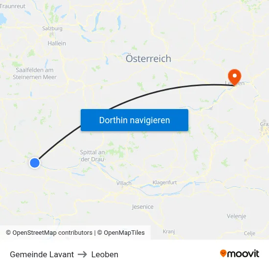 Gemeinde Lavant to Leoben map