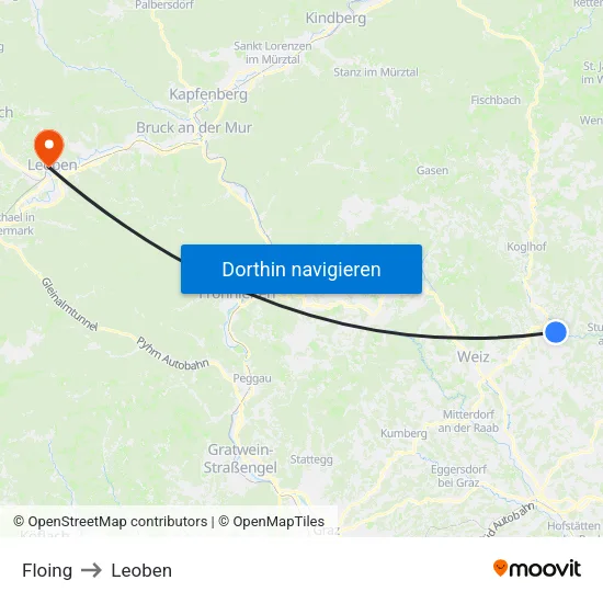 Floing to Leoben map