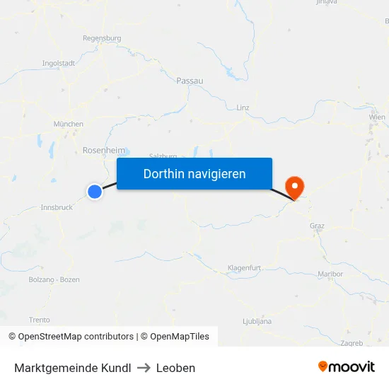 Marktgemeinde Kundl to Leoben map