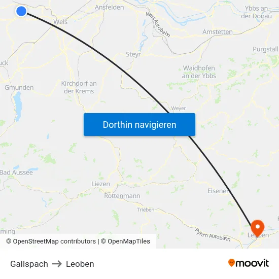 Gallspach to Leoben map