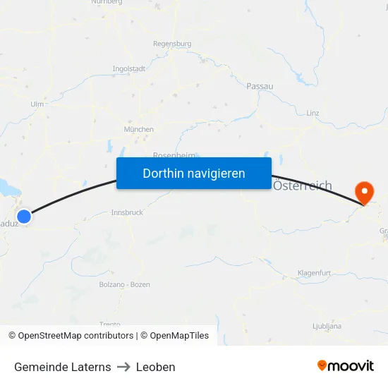 Gemeinde Laterns to Leoben map