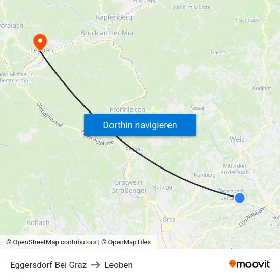 Eggersdorf Bei Graz to Leoben map