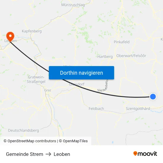 Gemeinde Strem to Leoben map