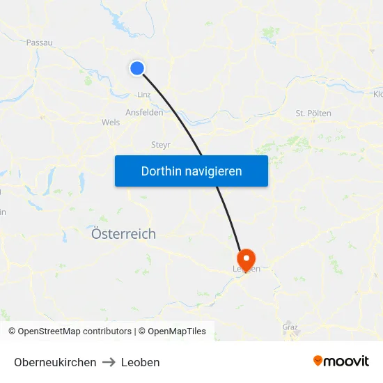 Oberneukirchen to Leoben map