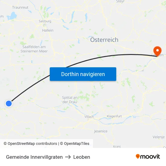 Gemeinde Innervillgraten to Leoben map