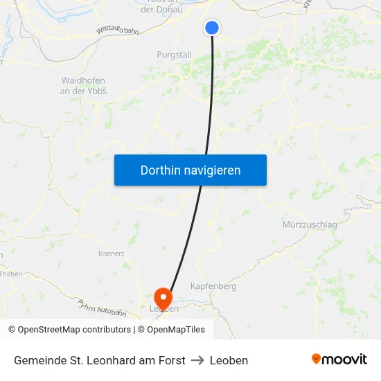 Gemeinde St. Leonhard am Forst to Leoben map