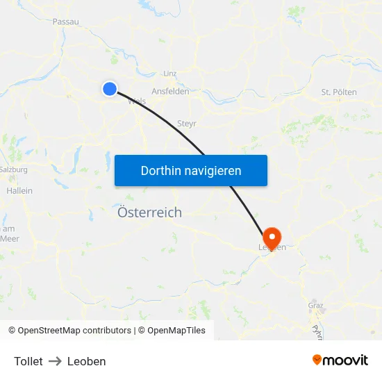 Tollet to Leoben map