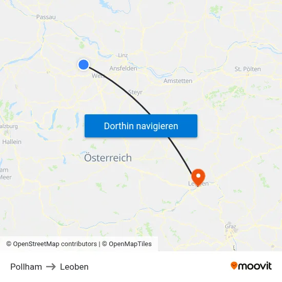 Pollham to Leoben map