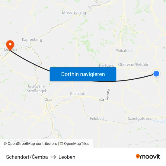 Schandorf/Čemba to Leoben map