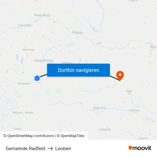 Gemeinde Radfeld to Leoben map