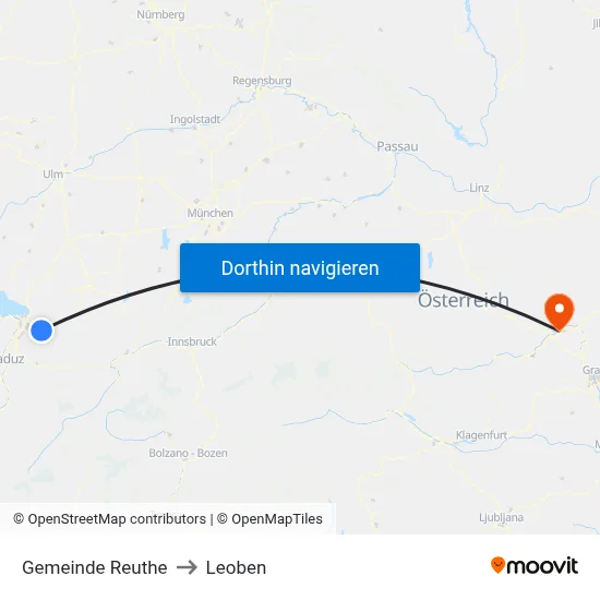 Gemeinde Reuthe to Leoben map