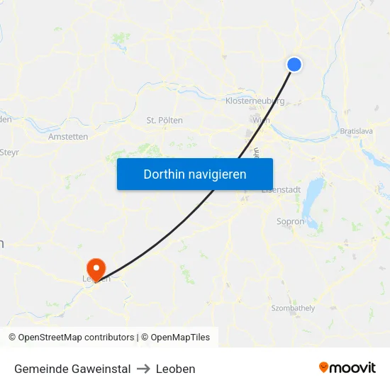 Gemeinde Gaweinstal to Leoben map