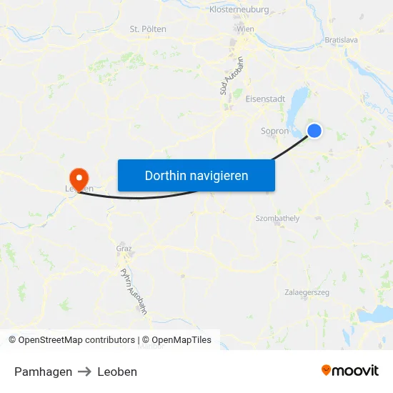 Pamhagen to Leoben map