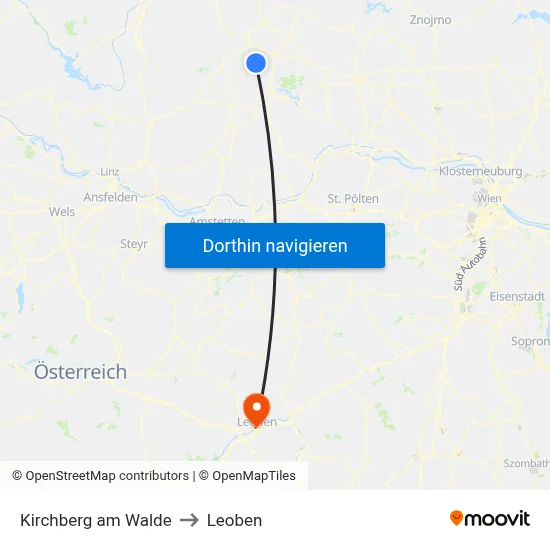 Kirchberg am Walde to Leoben map